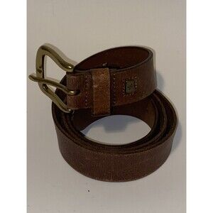 Lauren Ralph Lauren Mens Med Brown distressed Leather Belt Solid Brass Buckle